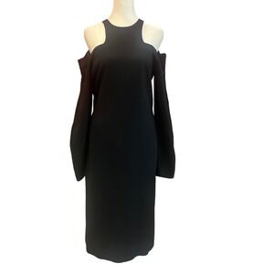 Dion Lee Black Cut Out  Shoulder‎ Midi Dress Size US 4 UK 8